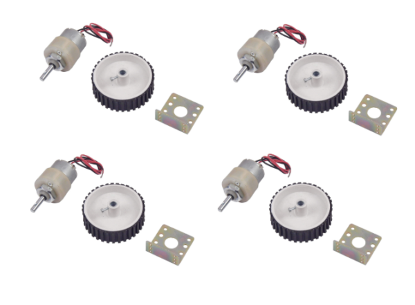 4 pcs 100 RPM Metal Gear Motor With Wheels (7×2 cm) and Clamps